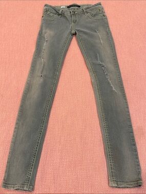 Gray with lime contrast stretching W29L31.5 wm’s Skinny distressed Jeans
